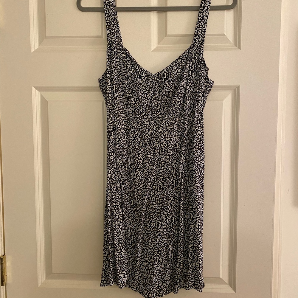 Reformation Navy Printed Mini Dress